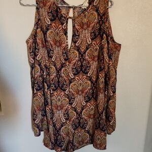 Paisley Print Cold Shoulder shorts  Multicolor romper